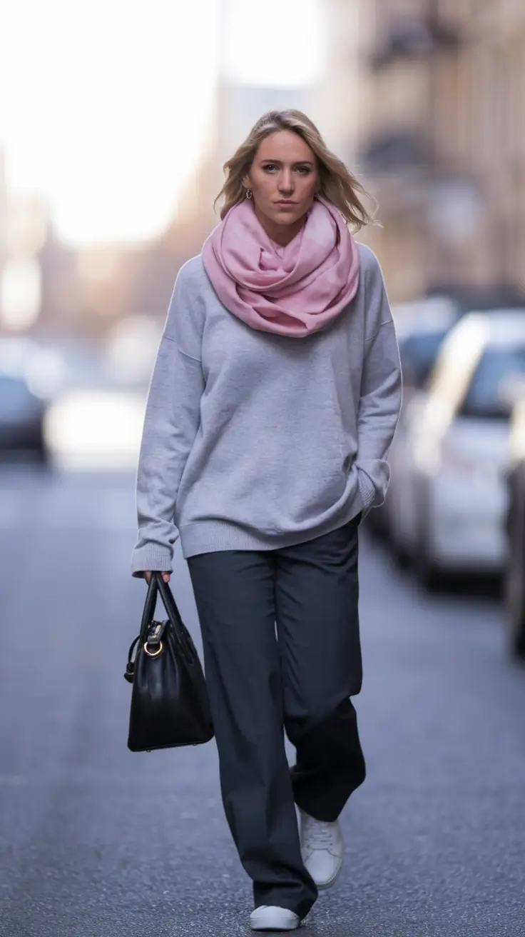 womens fall fashion Muted Minimalism With a Pink Pop