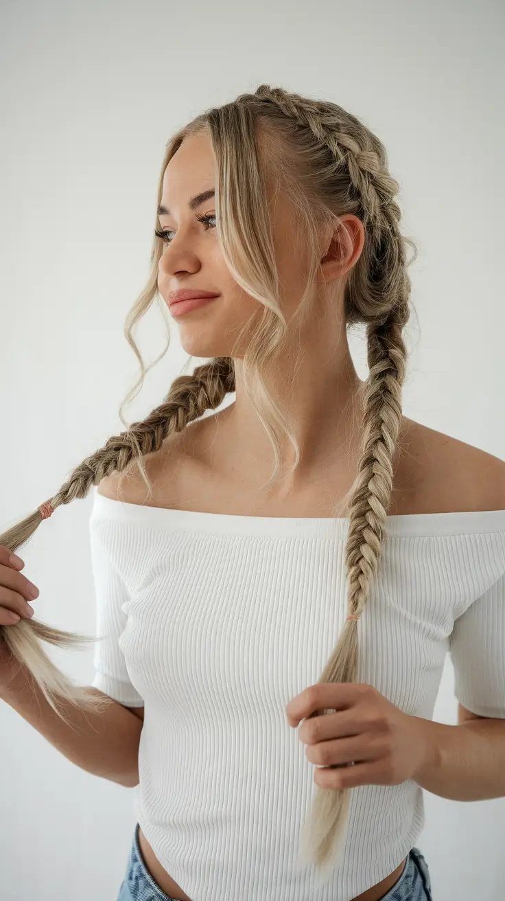 first day of school hairstyles Double Dutch Braids With Face-Framing Strands