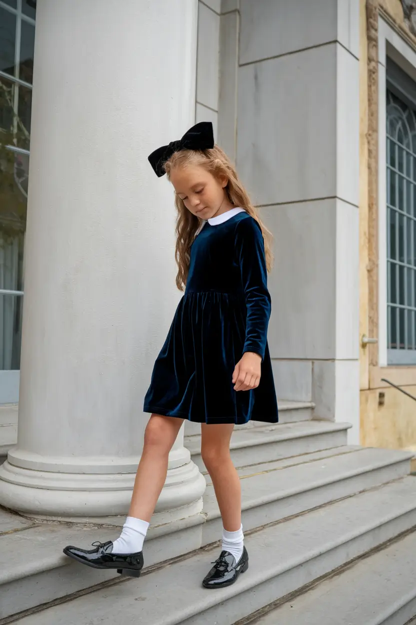 first day of school outfits 2025 Velvet and Confidence: A Luxe School Day Look