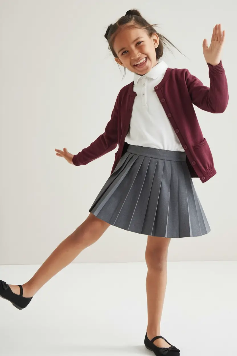 first day of school outfits 2025 Berry Tones & Pleats: Fresh Takes on the Uniform