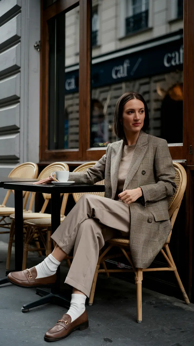 fall business casual outfits Layered Neutrals with a Relaxed Edge