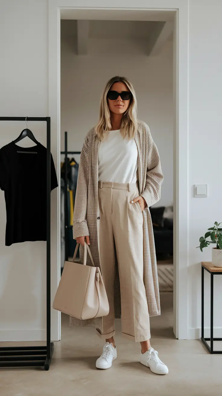 fall business casual outfits for work Checked Coats and Crisp Staples