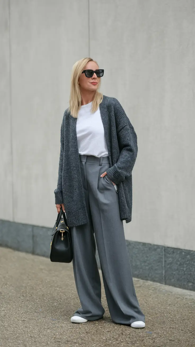 fall business casual outfits for women Steel Tones and Statement Simplicity