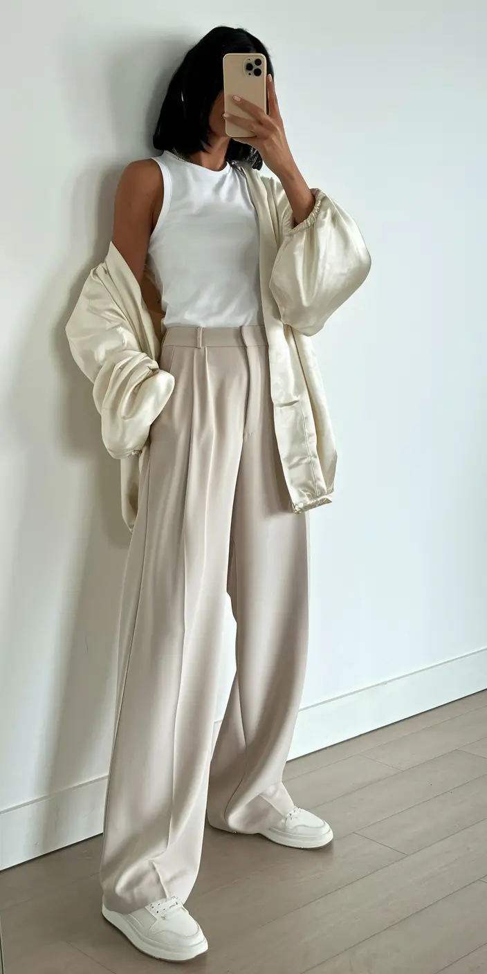 fall business casual outfits mid size Ivory Elegance with Sporty Ease