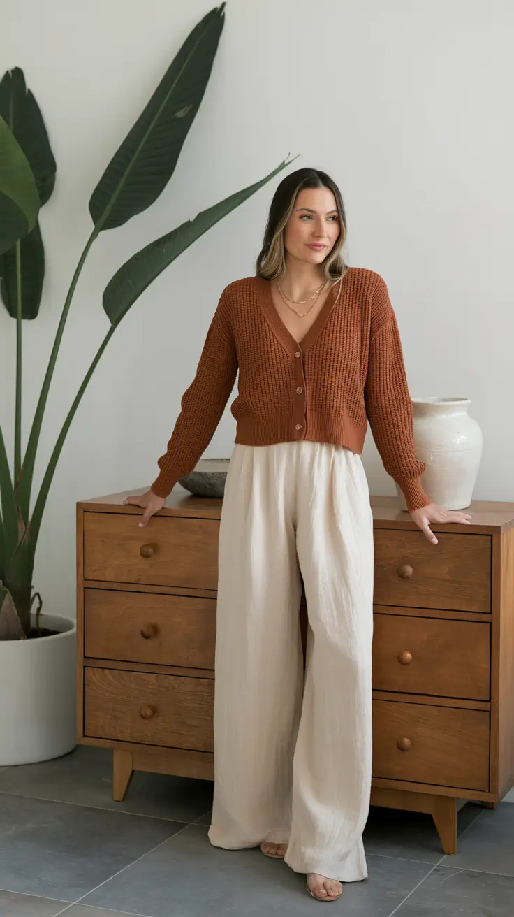 fall business casual outfits no jeans Warm Terracotta and Linen Balance