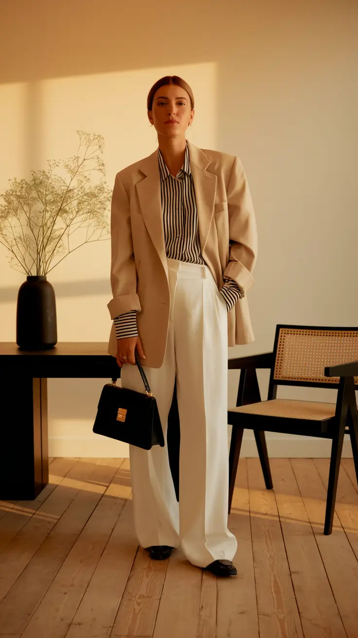 fall business casual outfits office wear Tailored Layers and Power Neutrals