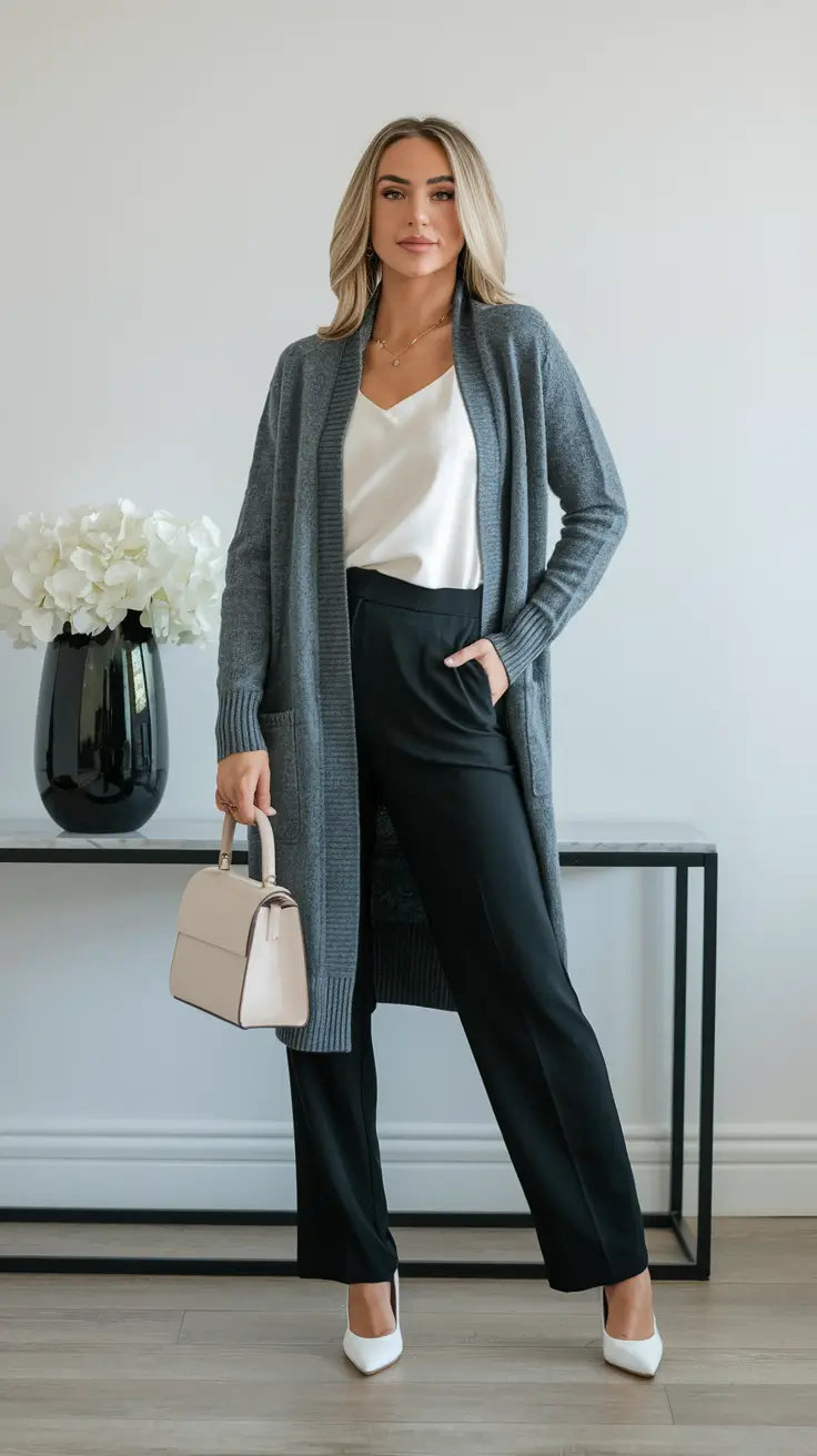 fall business casual outfits no jeans Preppy Layers with Modern Structure