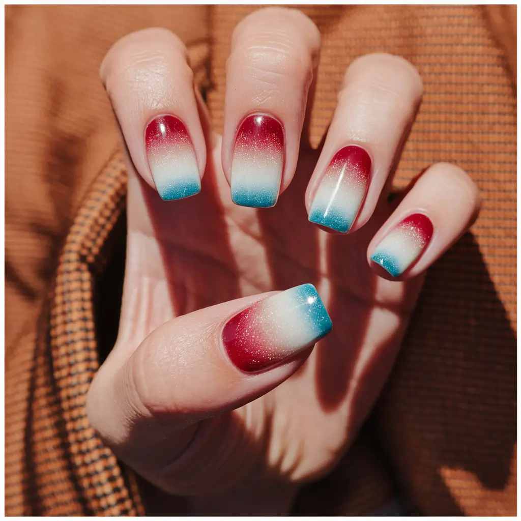 labor-day-nails-ombre-red-white-blue
