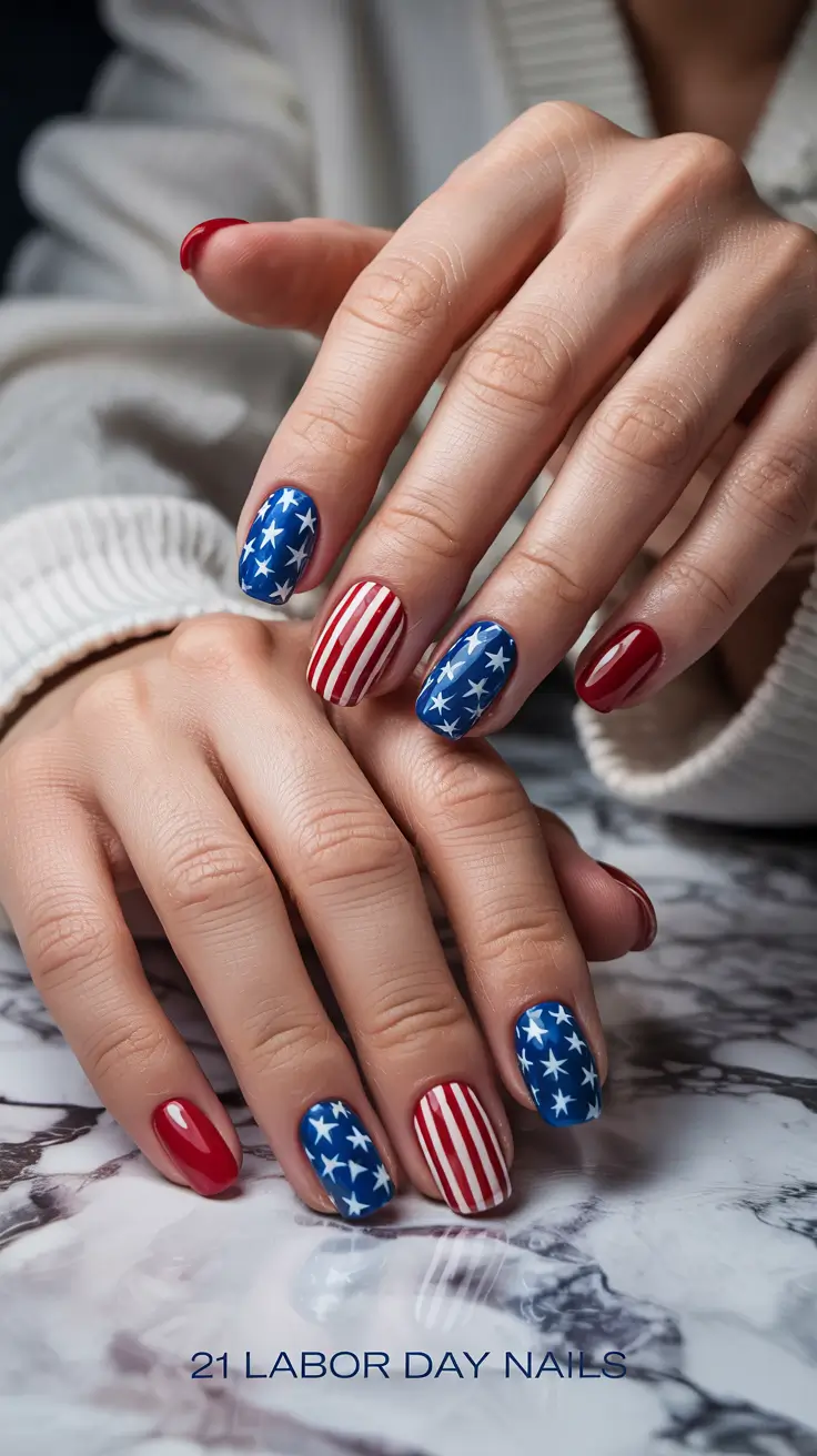 labor day nails blue