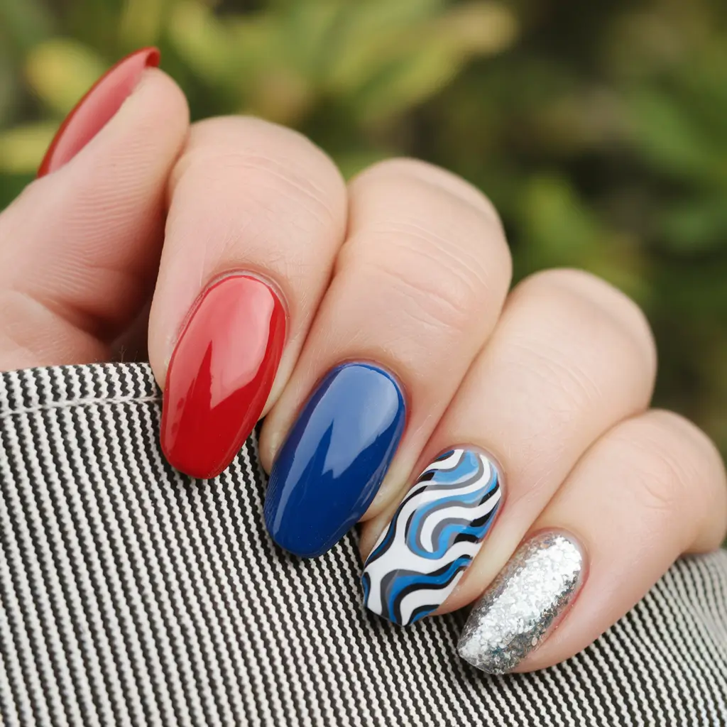 labor-day-nails-bold-color-block-shimmer