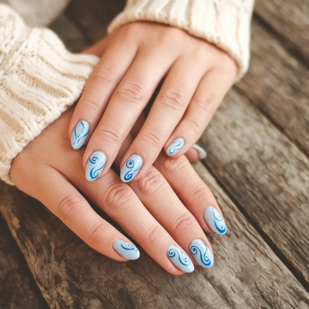 ocean vibe nails Blue Waves of Serenity