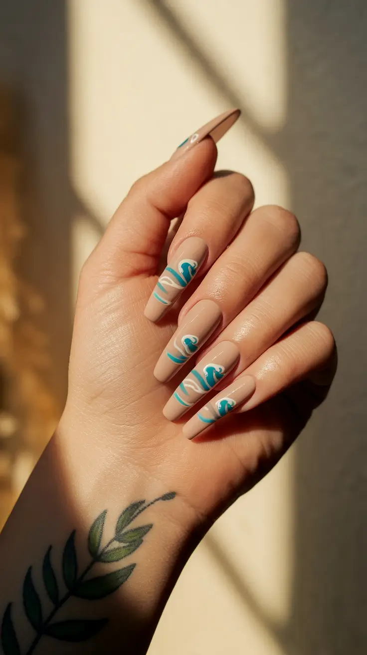 ocean vibe nails Teal Wave Dreams