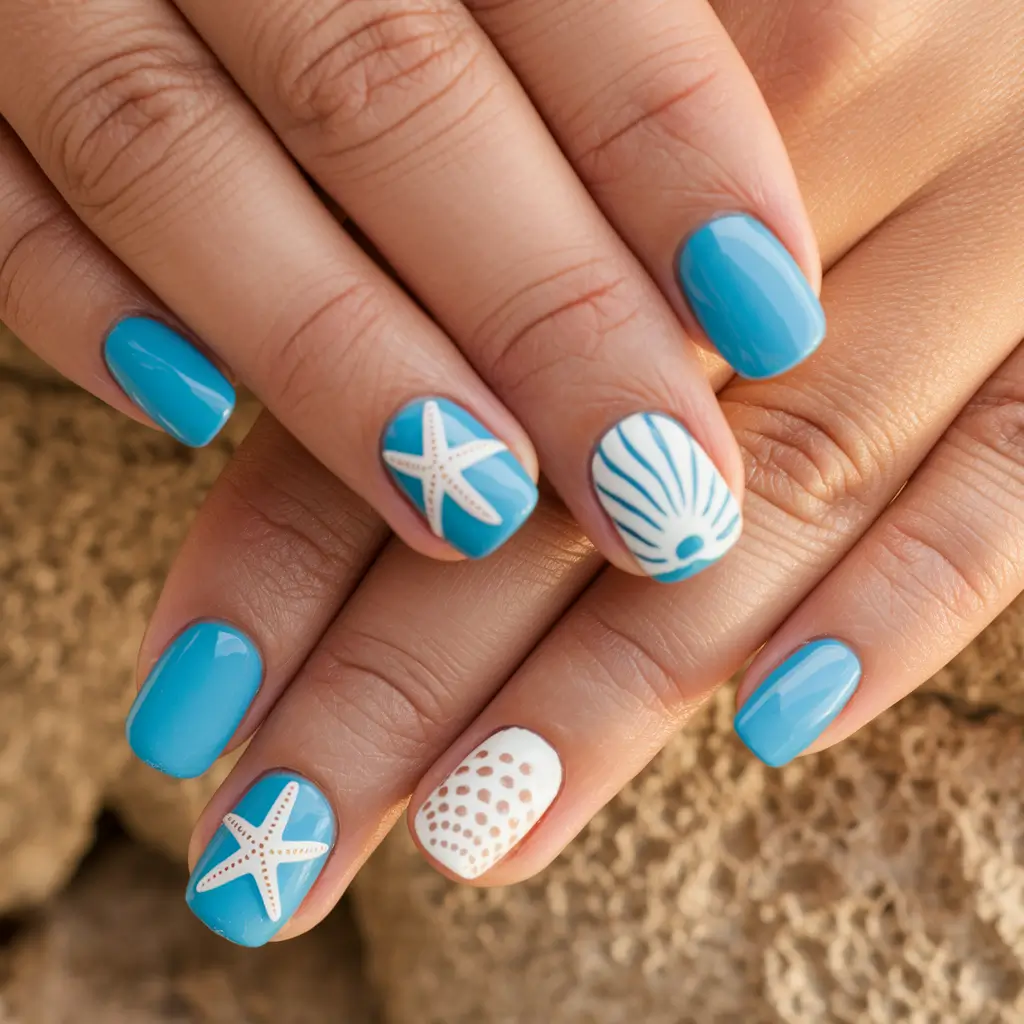 ocean vibe nails Seashell Summer Chic