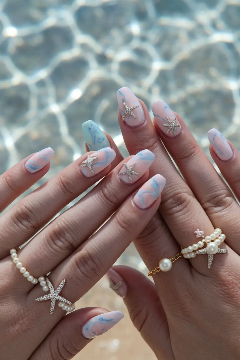 ocean vibe nails Starfish Sparkle