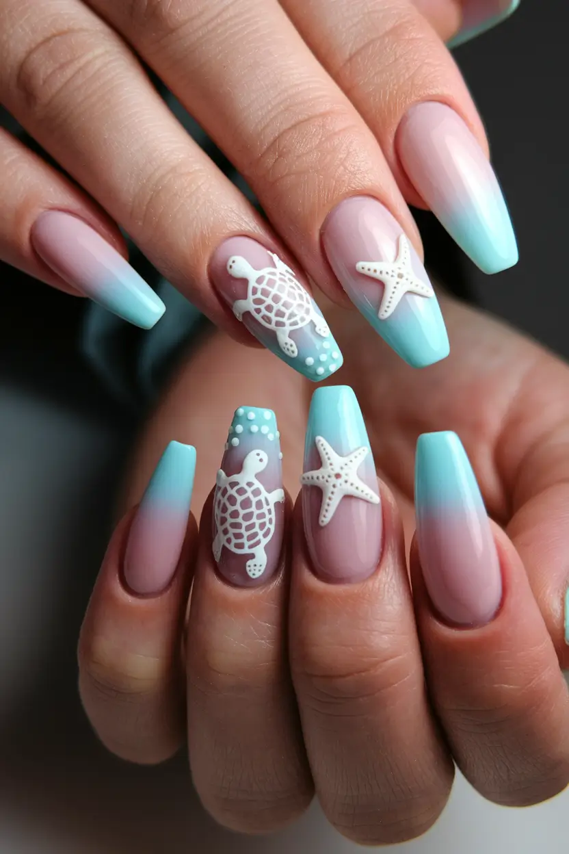 ocean vibe nails Marine Life Elegance