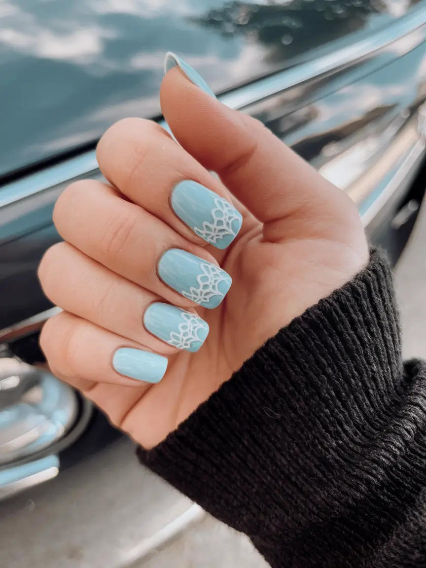 ocean vibe nails Seaside Lace Elegance
