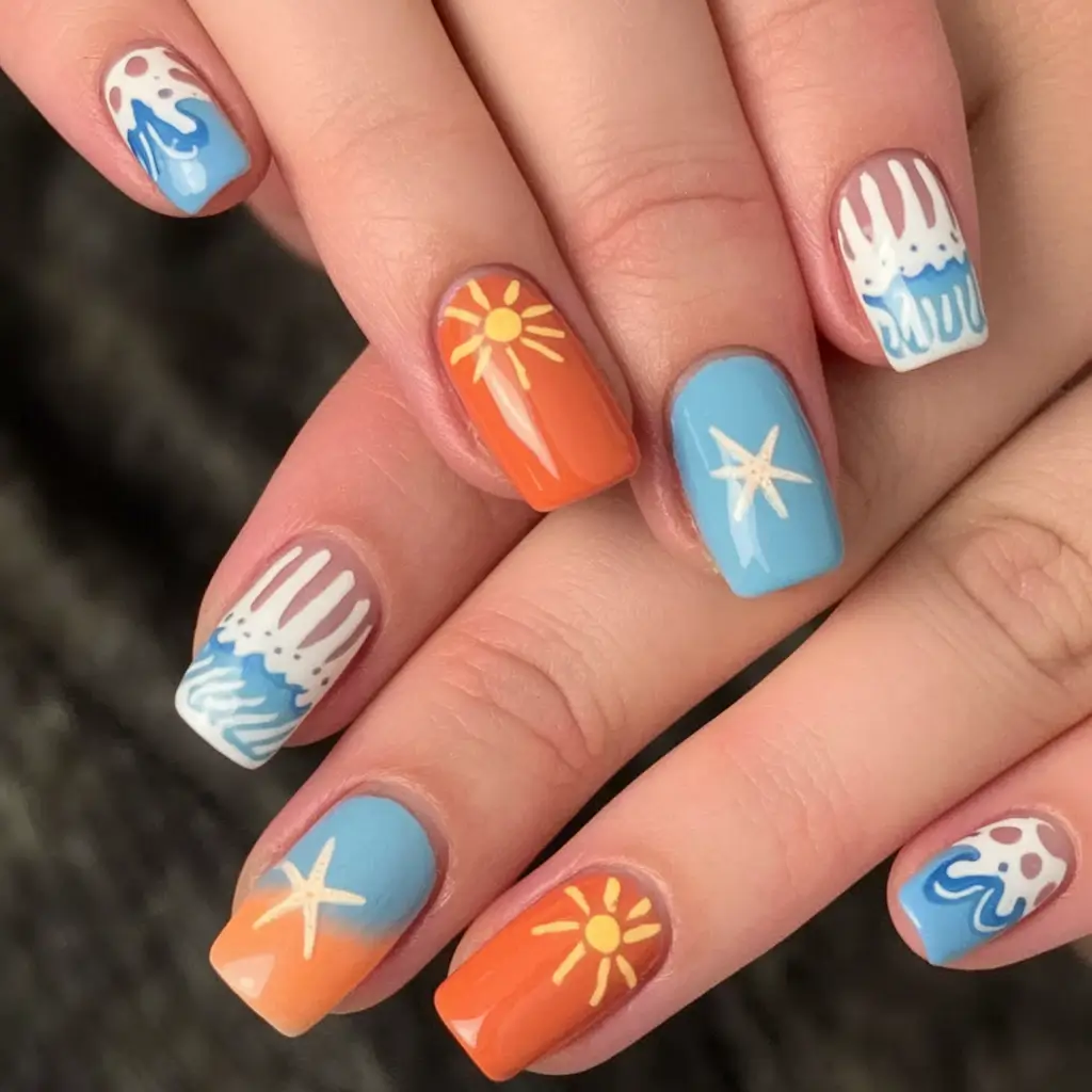 ocean vibe nails Sun-Kissed Beach Day Vibes