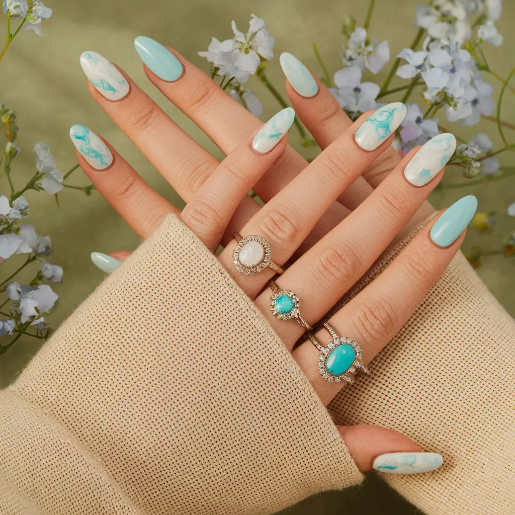 ocean vibe nails pink shimmering seashell chic