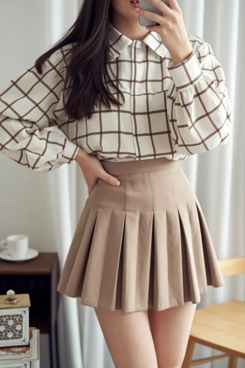 first day of school outfits Grid Girl Academia: Chic Meets Preppy Simplicity