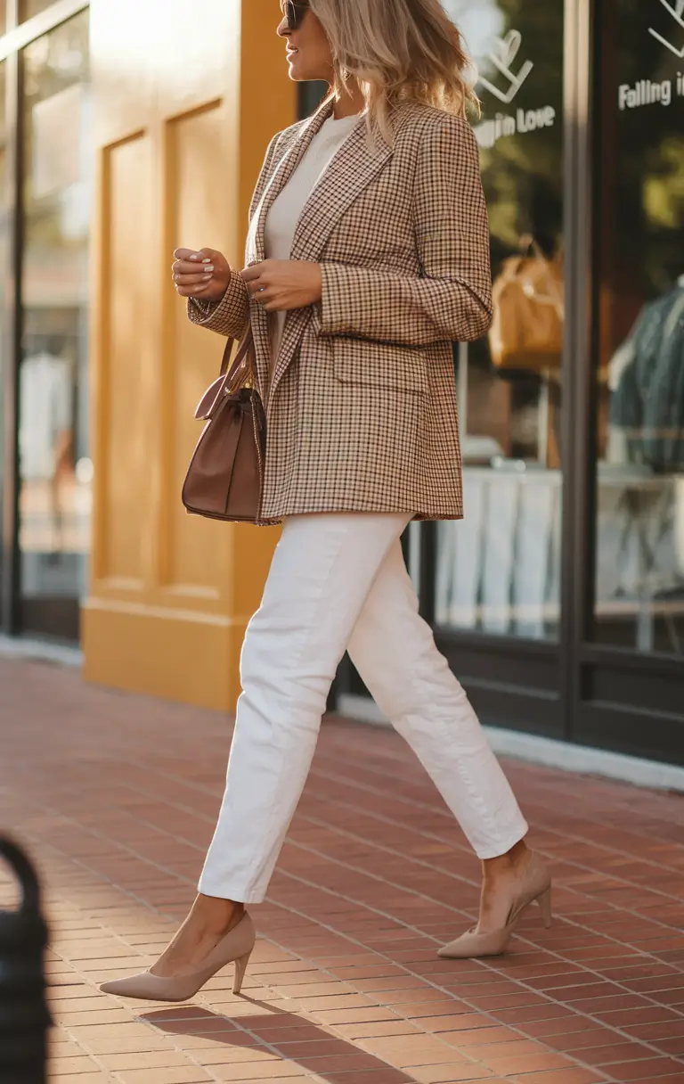 summer to fall transition outfits ideas 2025 Refined Fall Office Look with a Statement Blazer