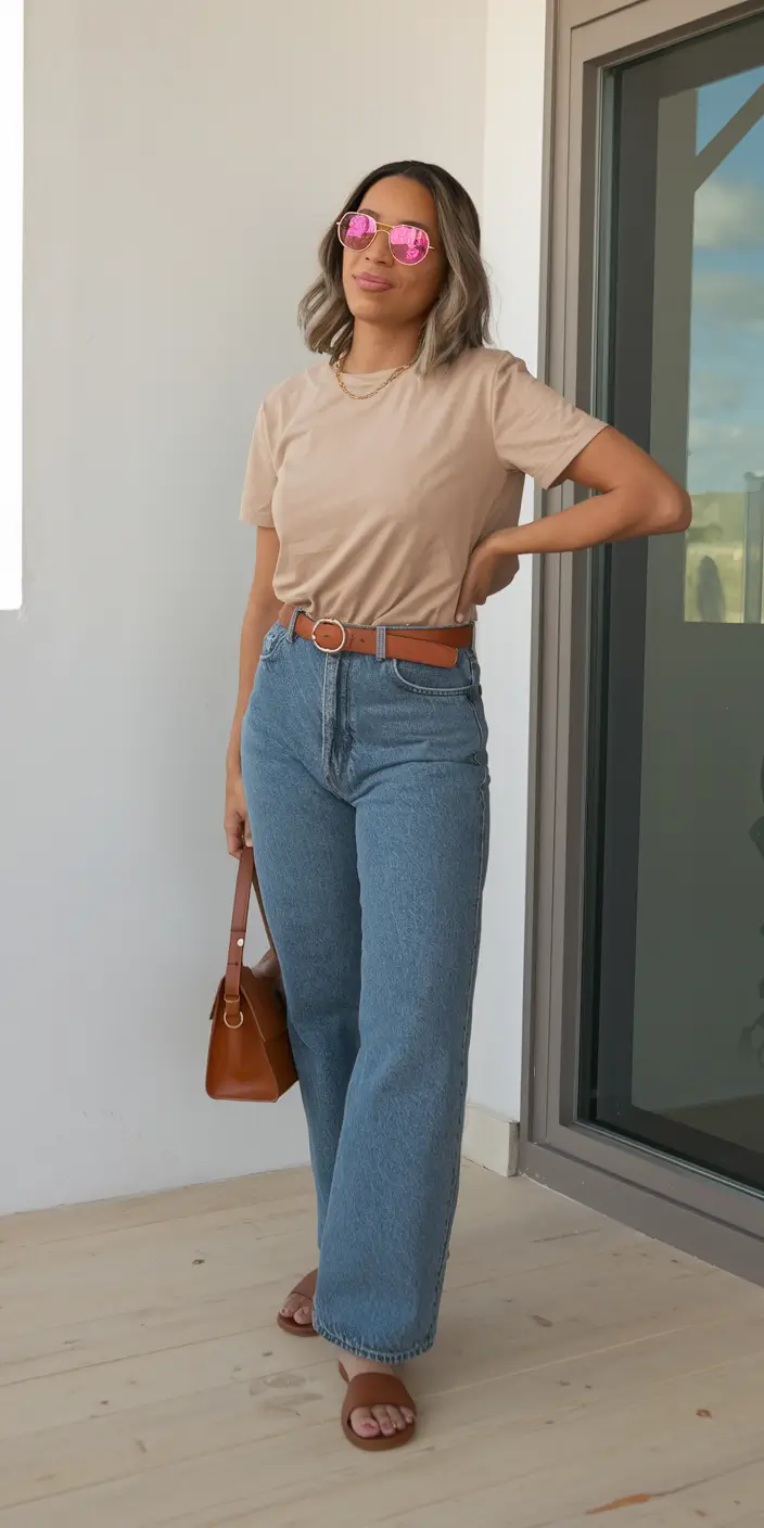 summer to fall transition outfits ideas 2025 Modern Denim with Peachy Undertones