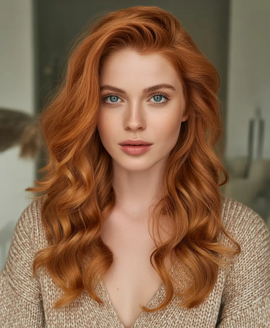 auburn fall hair color Rich Pumpkin Auburn with Polished Waves