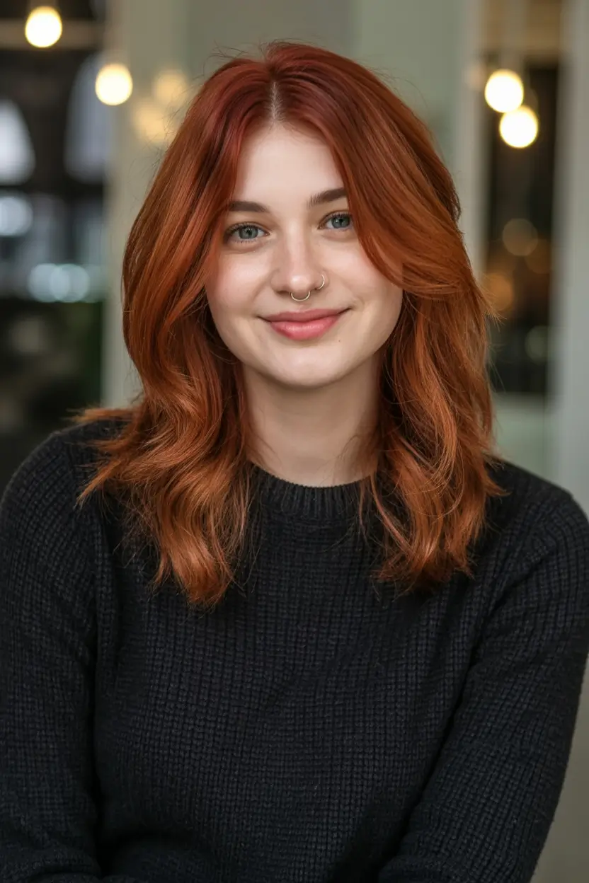 auburn fall hair color Soft Auburn with Rustic Copper Ribbons