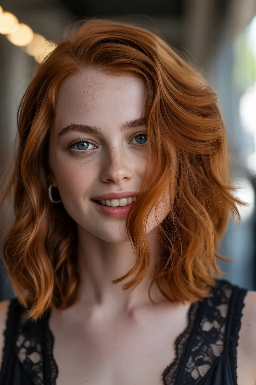 auburn fall hair color Glossy Bright Auburn with Studio Volume