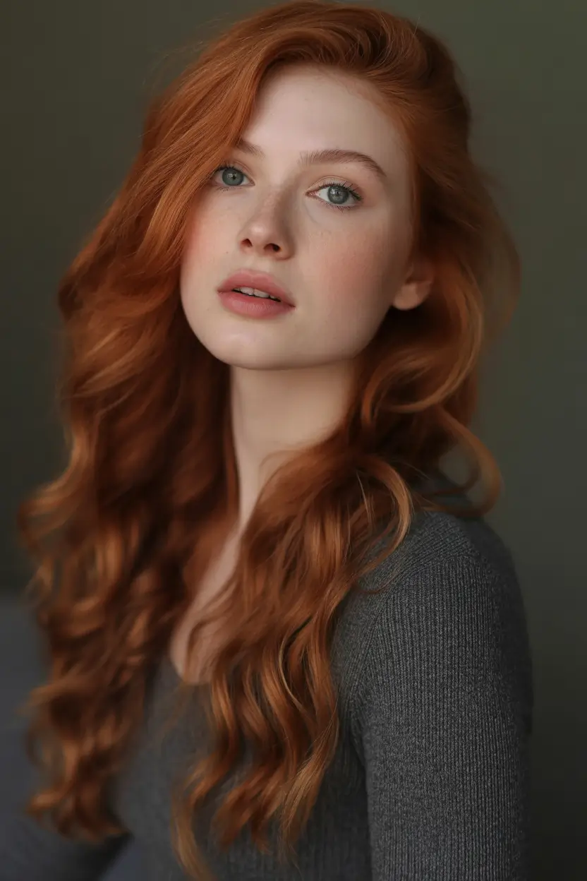 auburn fall hair color Classic Long Auburn Waves