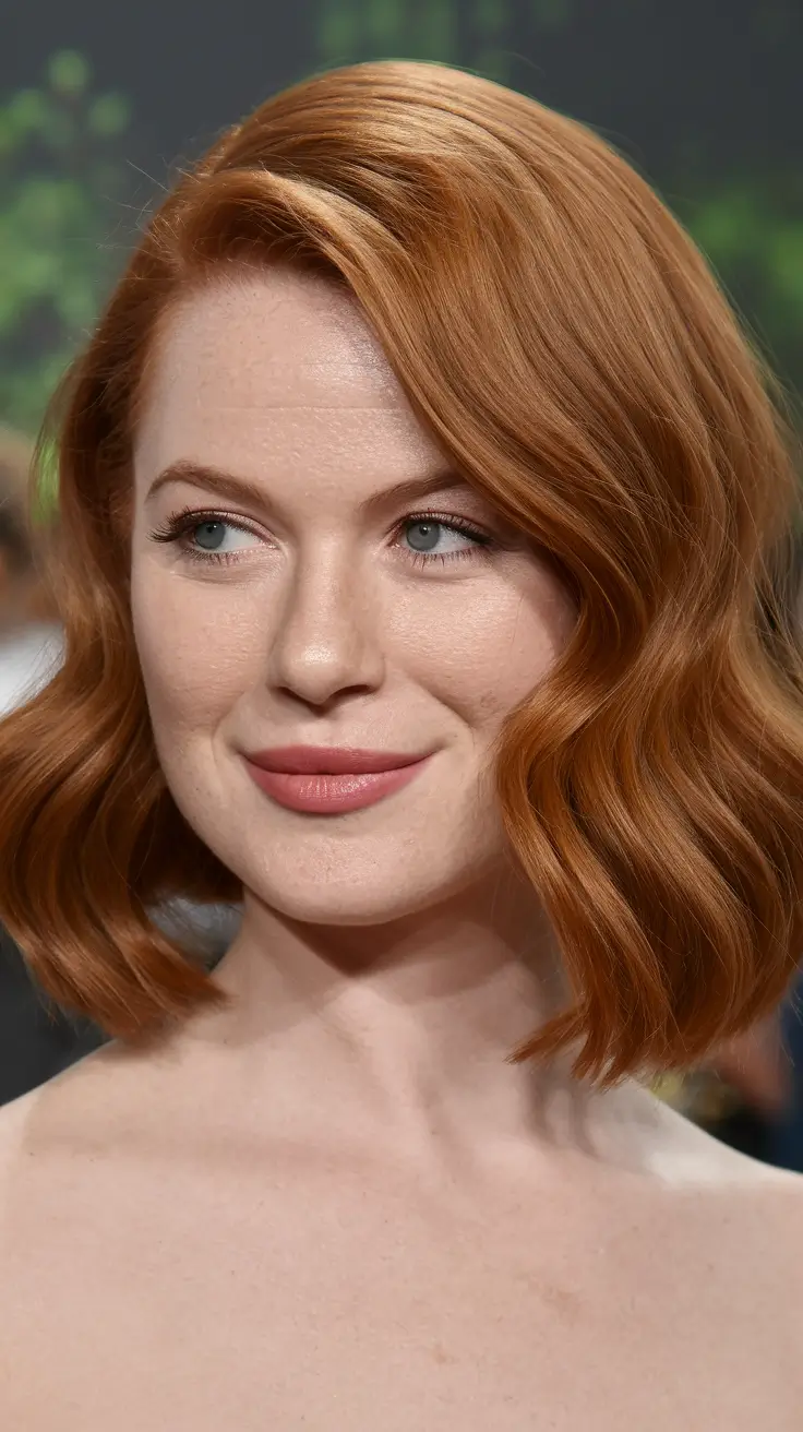 Soft Autumn Haircuts for 2025 Vintage Copper Bob with Glossy Waves