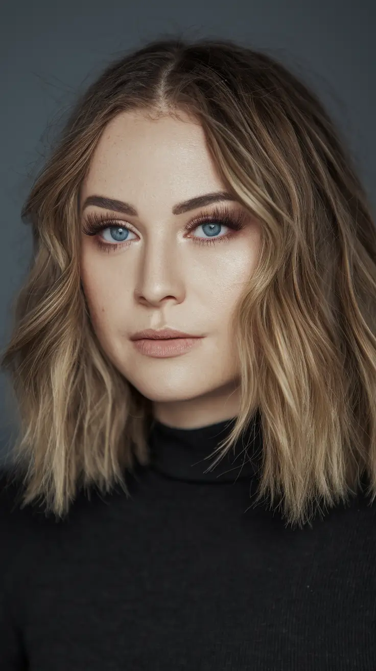 Soft Autumn Haircuts for 2025 Choppy Medium Lob in Smoky Blonde