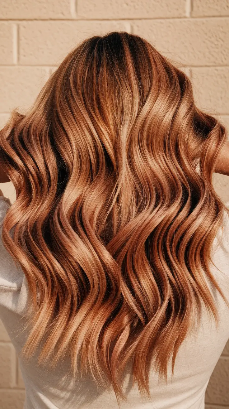caramel fall hair colors Golden Caramel Ribbon Waves
