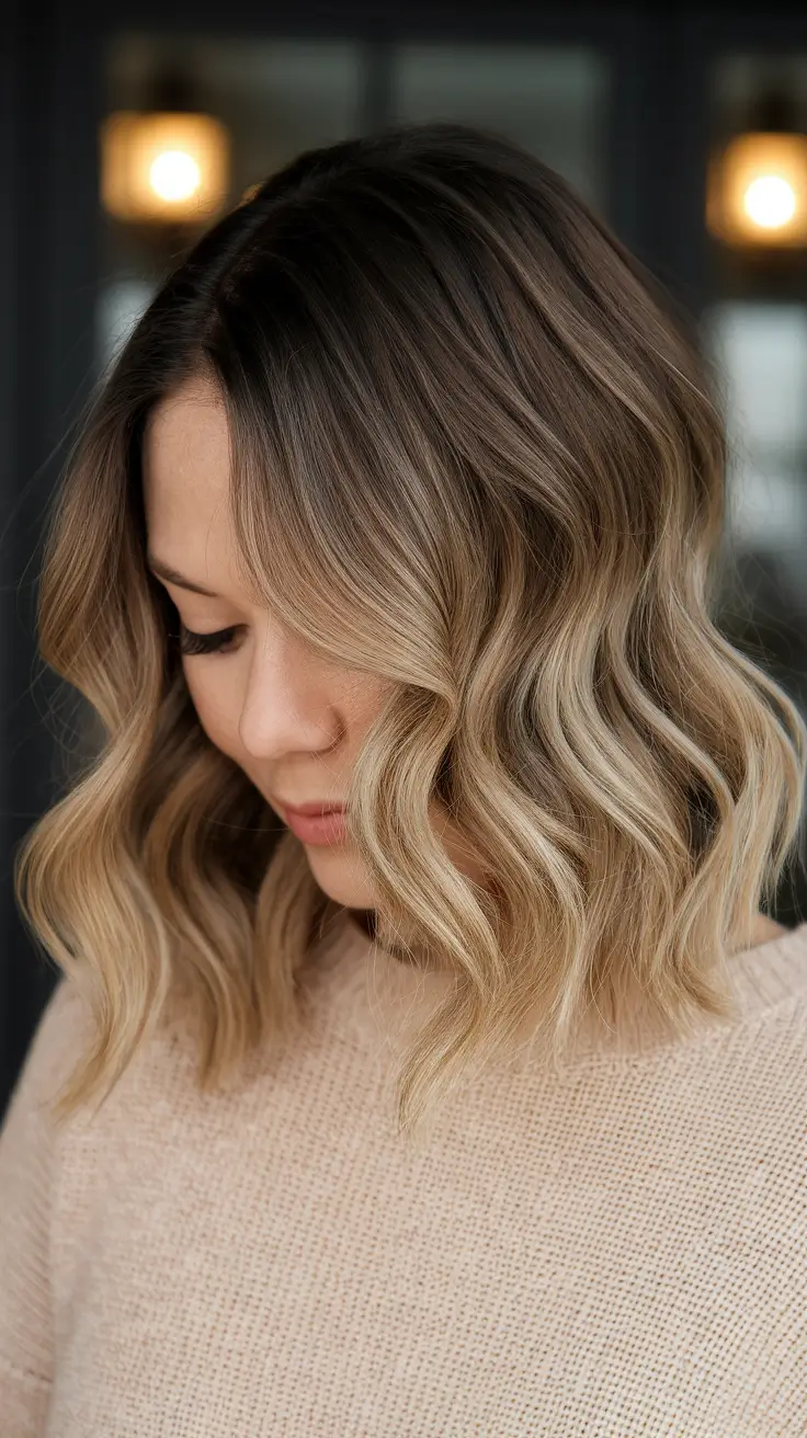 caramel fall hair colors Short Caramel Honey Waves with Ashy Roots
