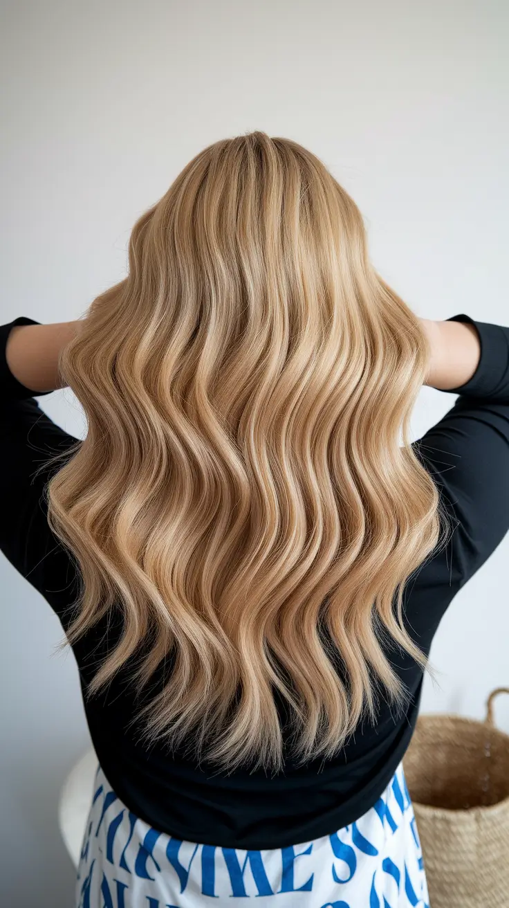 caramel fall hair colors Golden Caramel Blonde Waves with Lived-In Shine