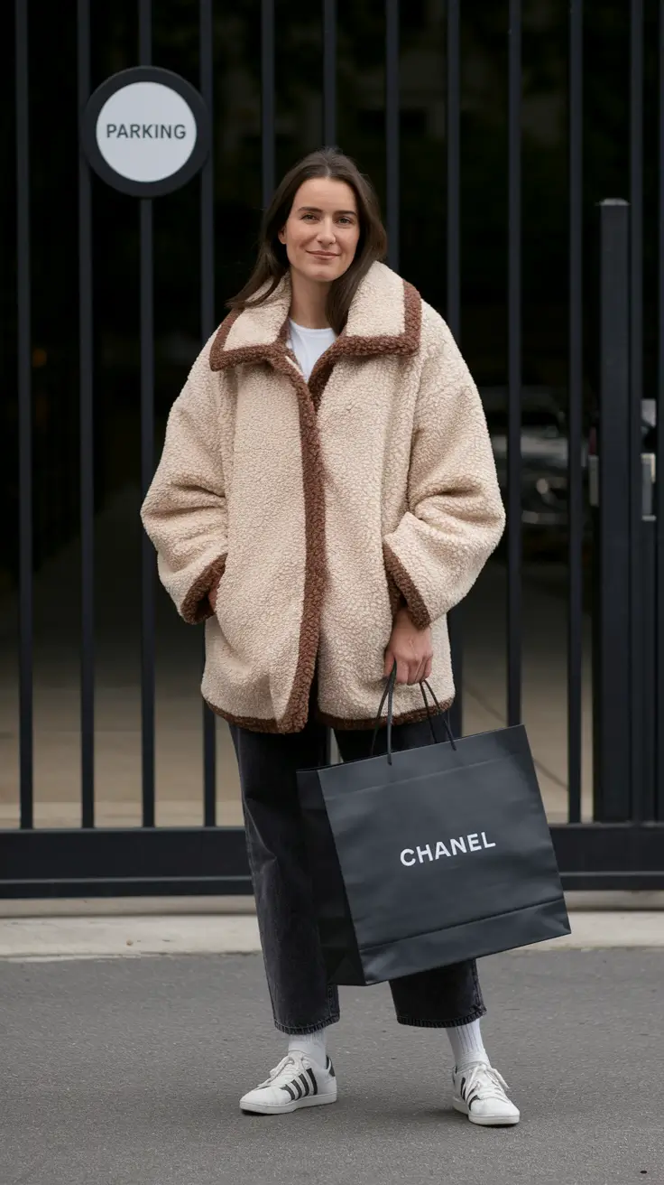 cozy fall outfits Textured Neutrals with a Luxe Oversized Twist