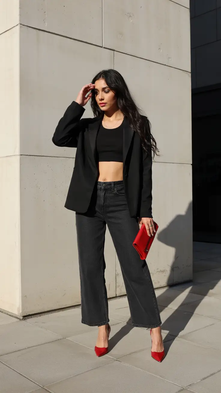 trendy fall outfits 2025 Minimalist Power Look with a Fiery Twist