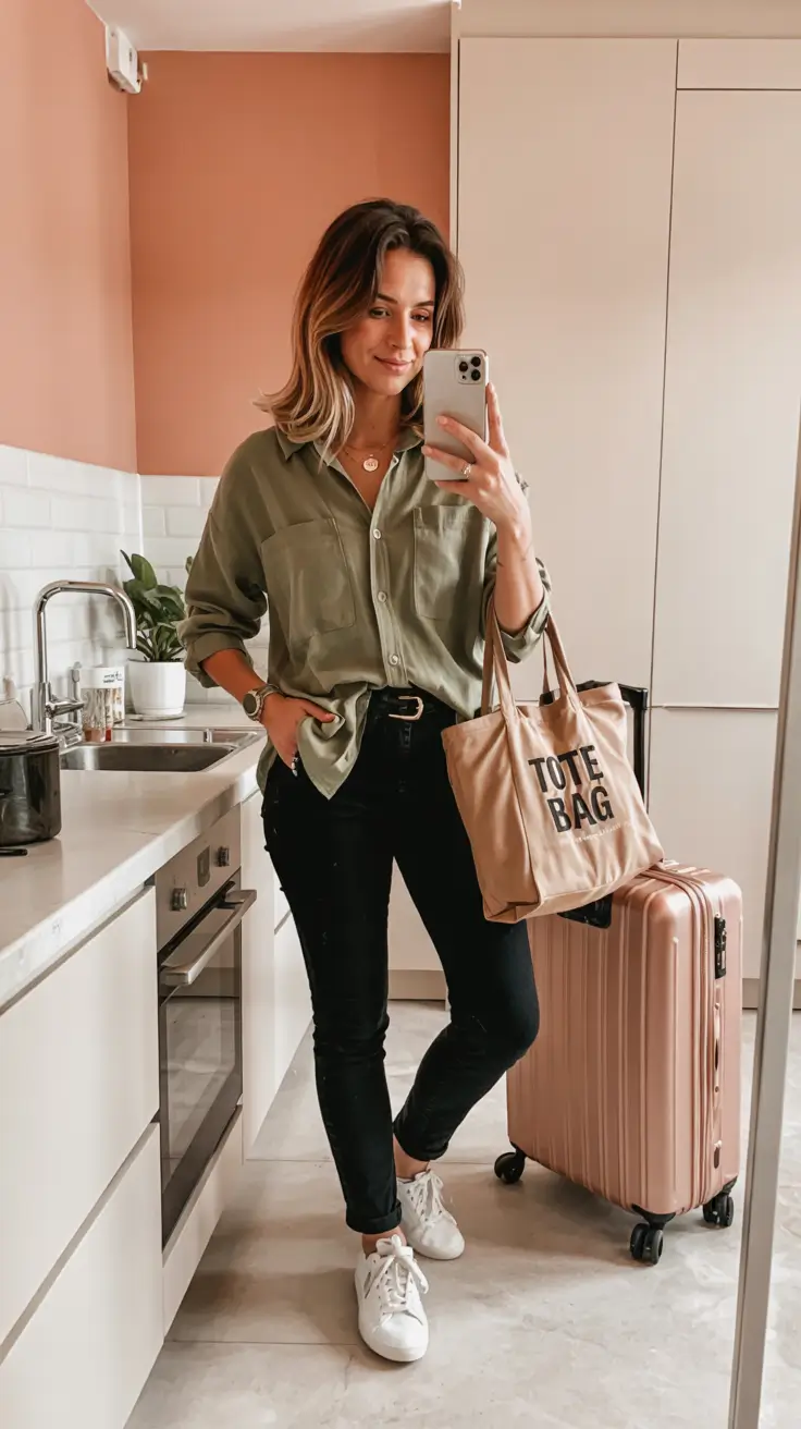 trendy fall outfits 2025 Utility Shirt & Travel-Easy Denim for Women on the Go