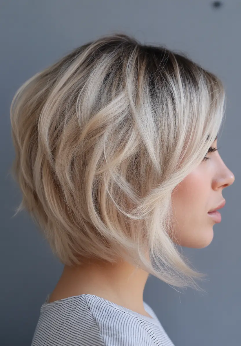 cute fall hairstyles Shattered Blonde Bob with Feathered Layers