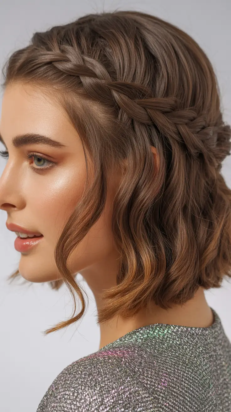 cute fall hairstyles Twisted Crown Braid with Soft Curls