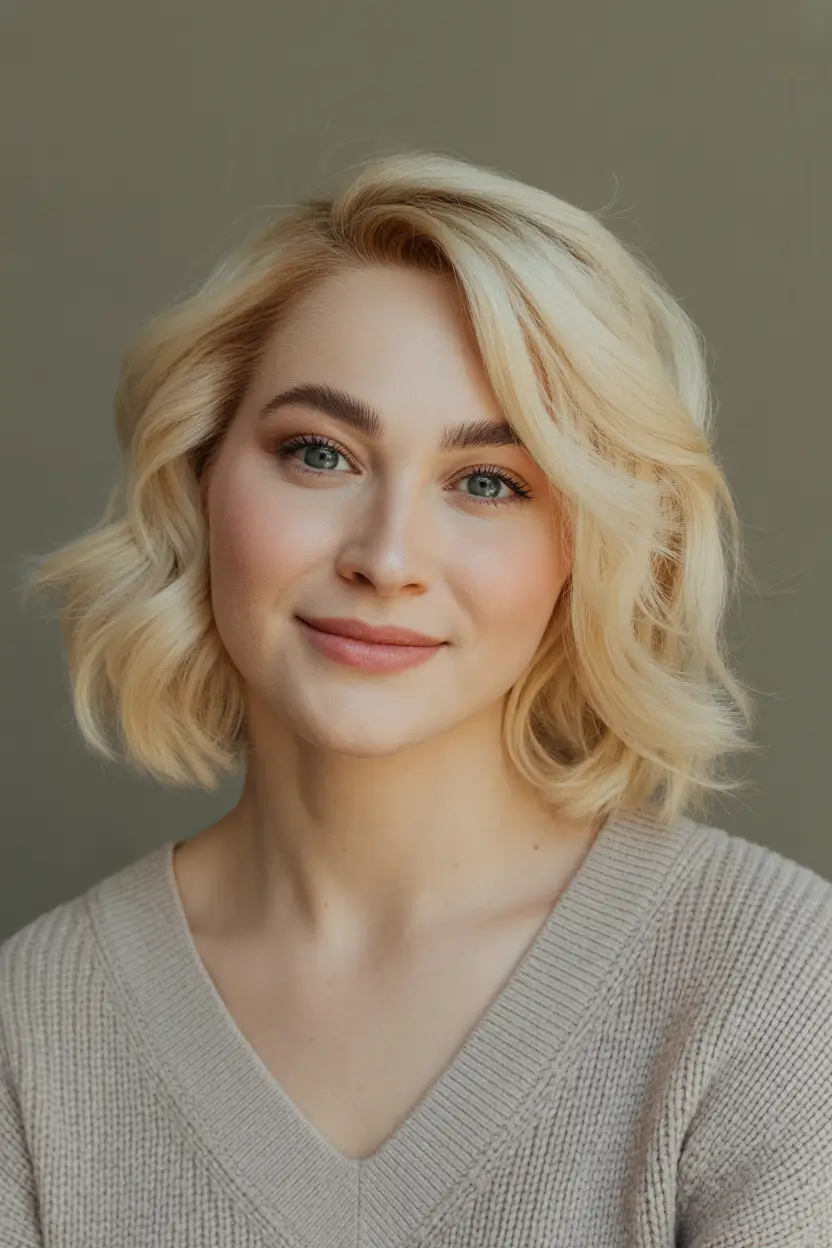 cute fall hairstyles Classic Soft Waves on a Polished Blonde Bob