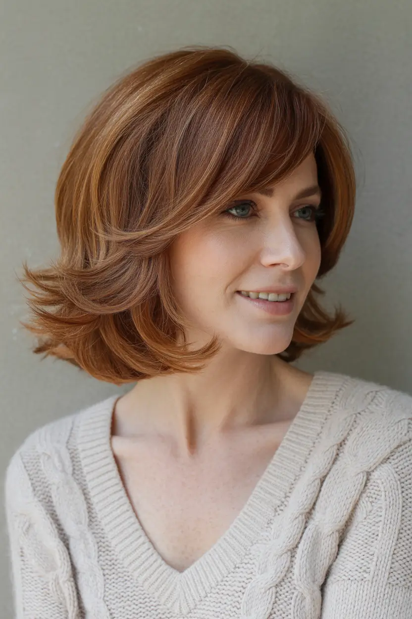 cute fall hairstyles Feathered Volume with Chestnut Dimension