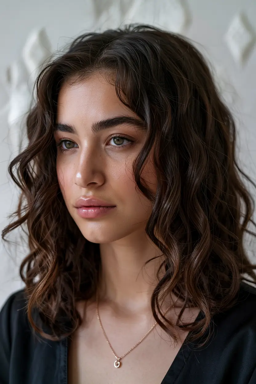 dark brown fall hair colors Textured Auburn-Toned Lob with Delicate Curls