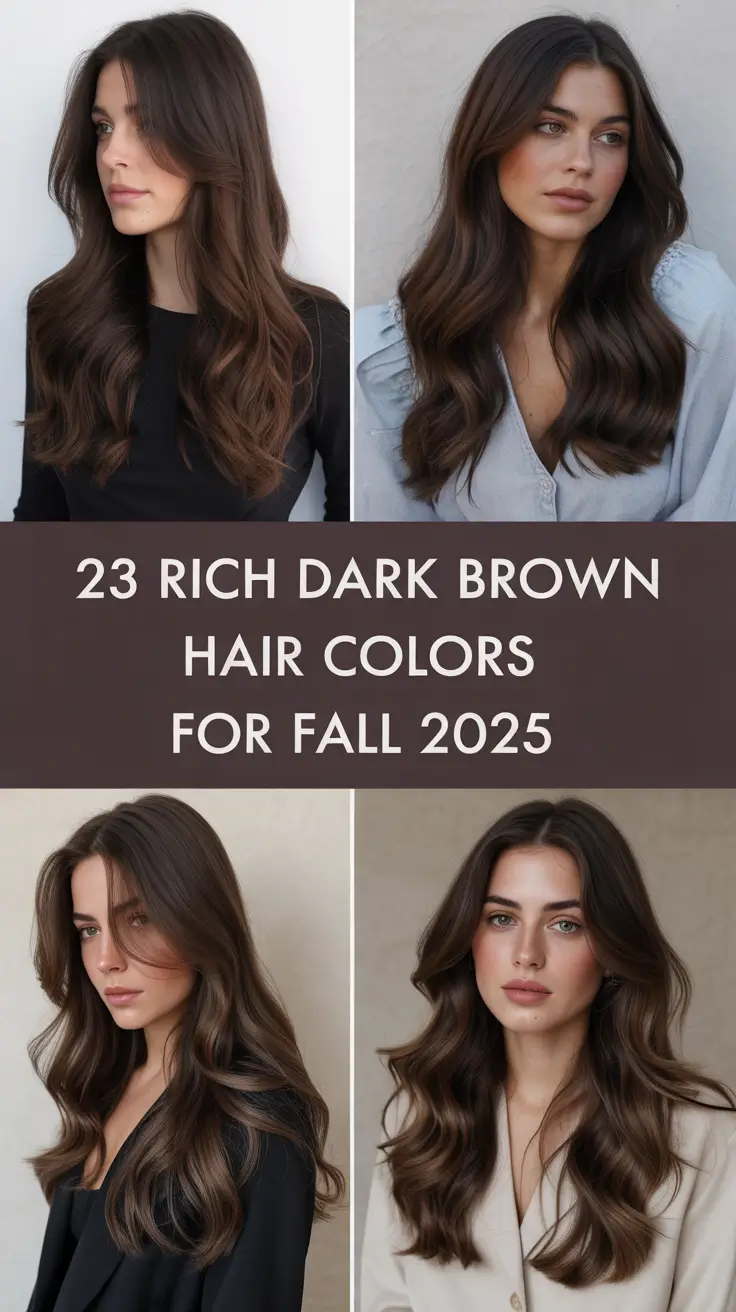 Rich Dark Brown Fall Hair Colors 2025: Chic Ideas for Brunettes with Depth