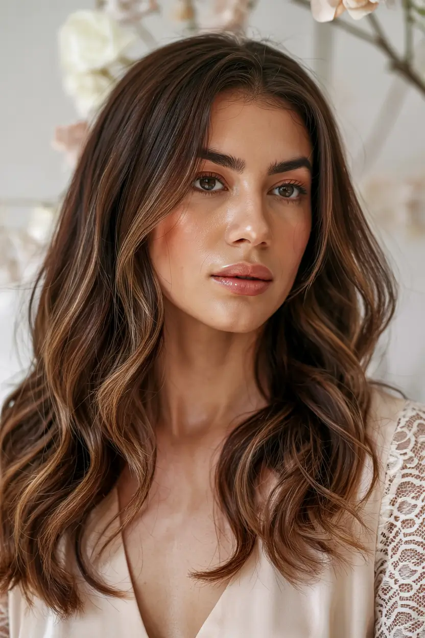 dark brown fall hair colors Silky Chocolate Brown with Barely-There Highlights