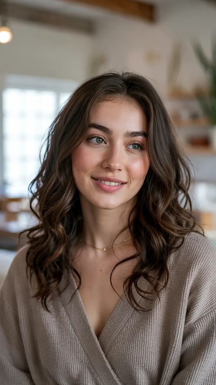 dark brown fall hair colors Deep Chestnut Brown with Dimensional Curls
