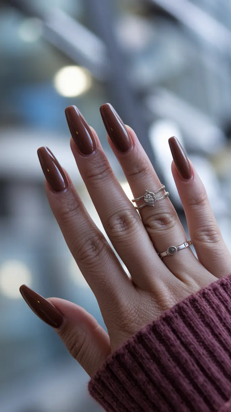 early fall nails Espresso Acrylic with Power Vibes