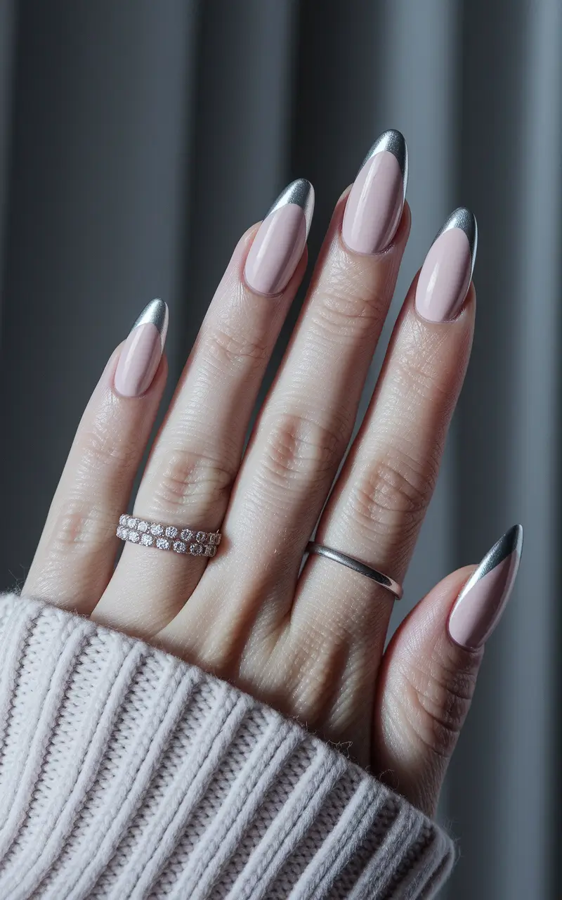 early fall nails Chrome French Drama