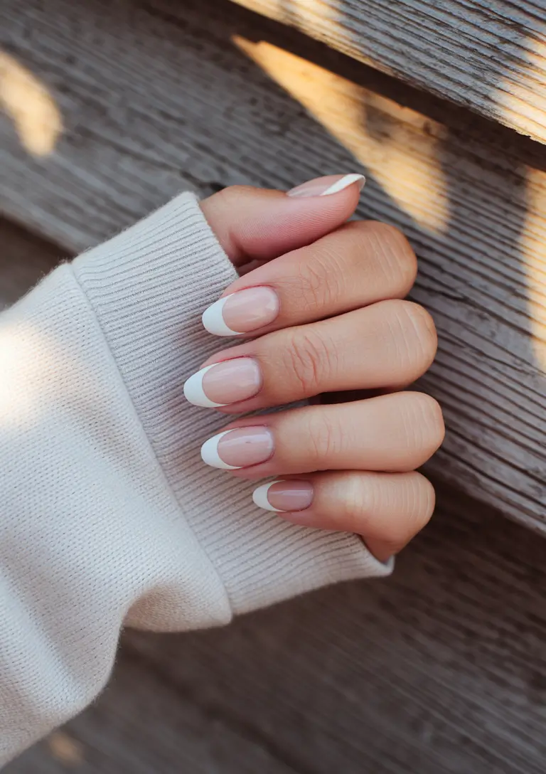 early fall nails Clean French with Soft Rounding