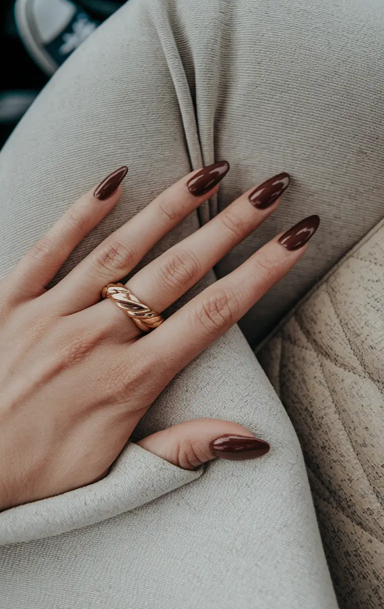 early fall nails Bittersweet Chocolate in Almond Precision