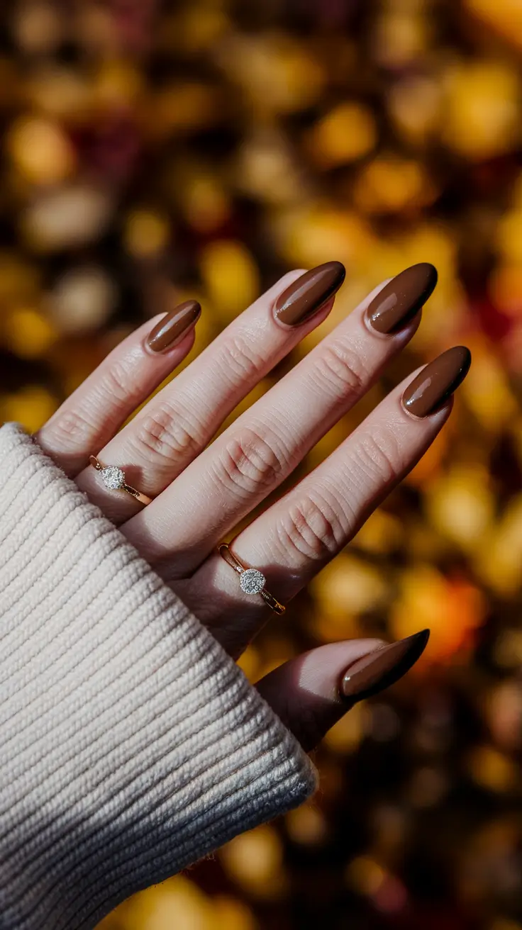 early fall nails Milk Chocolate Glaze with Fall Glow